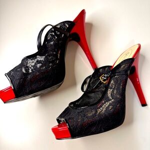 Guess Black Lace Red Heels